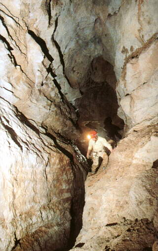 In Lamprechsofen Cave, photo: S. Kotarba