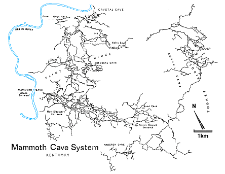 schematyczny plan Mammoth Cave System