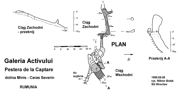 Plan nurkowa w jaskini Captare